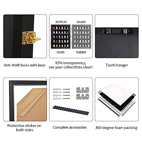 VERANI Minifigures Miniature Display Case Collectibles Display Box Wall Mount Figure Display Curio Cabinet with UV Protected Anti Fade 92% Clear