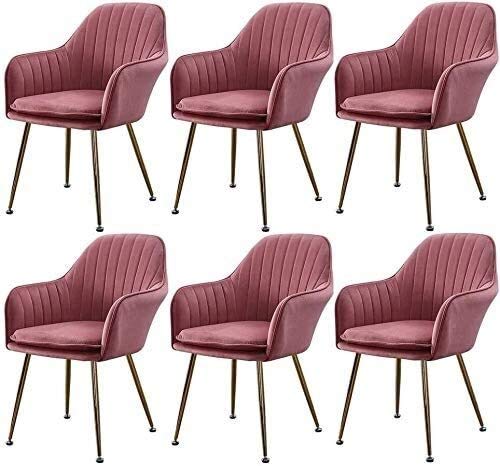 Modern Kitchen Dining Room Chairs Kitchen Dining Chair Set Of 6,with Metal Legs Velvet Seat and Backrests Kitchen Living Room Arm Sofa Chair (Col
