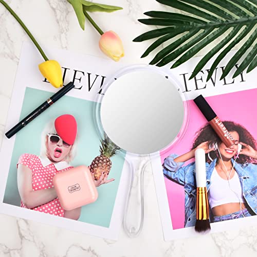 Hand Mirror Double Sided Mirror 1X/3X Magnifying Vanity Mirror Round Shape Handheld with Handle for Women Daily Makeup Portable