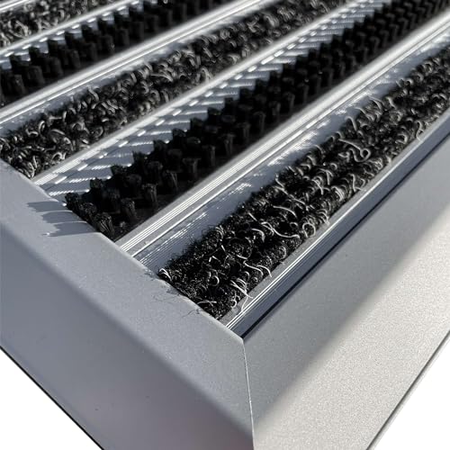Nicoman Boot Scraper, Brush with Carpet Strip Doormat, Heavy Duty Barrier Dirt-Trapper Aluminium Metal Door Mat