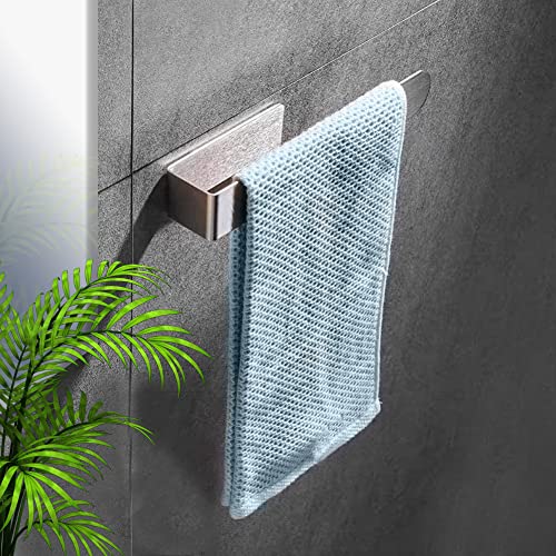 Self Adhesive Hand Towel Holder Rail - SUS-304 Stainless Steel Open Hand Towel Ring to Mount on Walls or Cabinets in Bathroom, Kitchen and Living