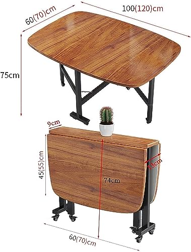 Kitchen Folding Dining Table, Extendable Butterfly Table, Space Saving Wood Rectangular Drop Leaf Table, Versatile Dinner Table with 6 Wheels, fo