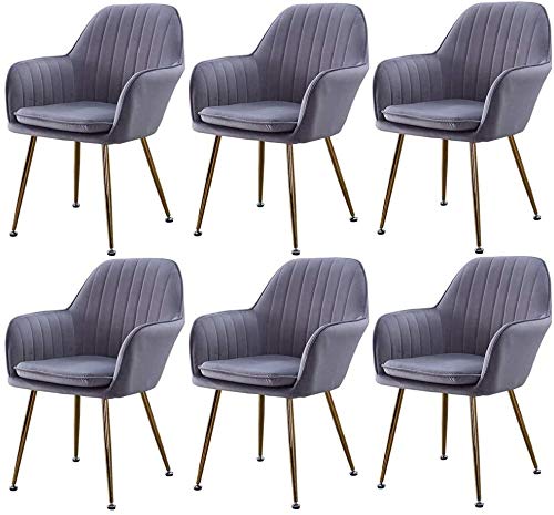 Modern Kitchen Dining Room Chairs Kitchen Dining Chair Set Of 6,Modern Fabric Cushion Seat Chair Living Room Chair Leisure Couch Armchair (Color