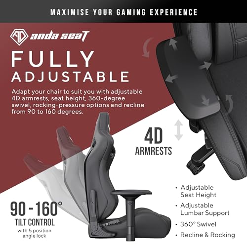 Anda Seat Kaiser 2 Series Pro Gaming Chair Black with Gaming Mouse Pad – Premium Ergonomic Office Desk Chair Leather with Neck and Lumbar Support