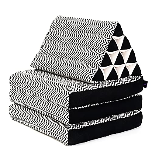 Leewadee 3-Fold Mat with Triangle Cushion – Comfortable TV Pillow, Foldable Mattress with Cushion Made of Eco-Friendly Kapok, 170 x 53 cm, black