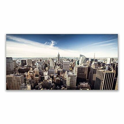 Tulup Glass Splashback for Kitchen - 55.1 in x 27.6 in / 140x70 cm - Cooker Wall Protection Tempered Glass - City Houses