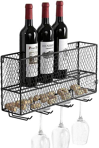 EYLINK Wine Racks,Floating Wall Modern Wall-Mountedmetal Cork Storage Kitchen Restaurant Bar Storage Bottle Simple Decorative