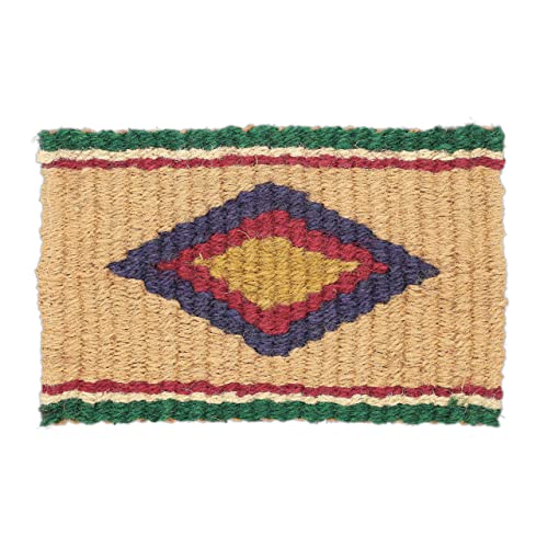 Relaxdays Jute Doormat, 60x40 cm, Durable, Handwoven, Mat for Indoor & Outdoor Use, Diamond Pattern, Brown/Cream, Design F