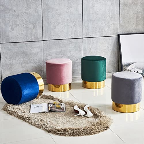 LUKEO Small round stool, household low stool, fabric sofa stool, stainless steel small pier (Color : D, Size : Talla �nica)