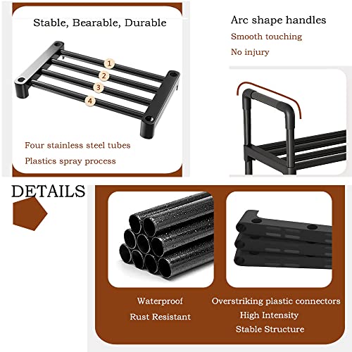 ONEORNEVER Shoe Rack, Sturdy Metal Shoe Rack Organizer,Narrow Shoe Rack,Shoe Racks for Closets,Shoes Rack,Shoe Stand,Shoe Shelf for Hallway Black