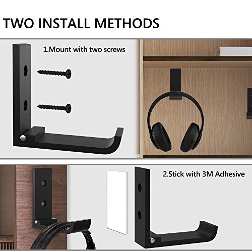Geekria Foldable Wall Mount Headphones Holder, Headset Wall Hanger, Aluminum Wall Mount Hook, Hold Up to 1kg with 3M Tape, 20kg with Screws, Stan