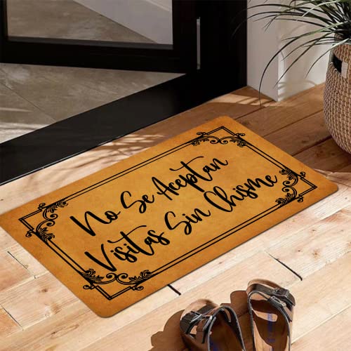 SSanyyL Spanish Welcome Doormat No Se Aceptan Visitas Sin Chisme Doormat Home and Office Decorative Indoor/Outdoor/Kitchen Mat Non-Slip Rubber 23