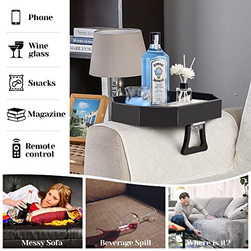 Wantsmart Sofa Arm Clip Table, Sofa arm Tray with Cup Holder, Couch Organizer for Drinks, Snacks, Remotes, Couch Armrest Table, Fits Most Standar
