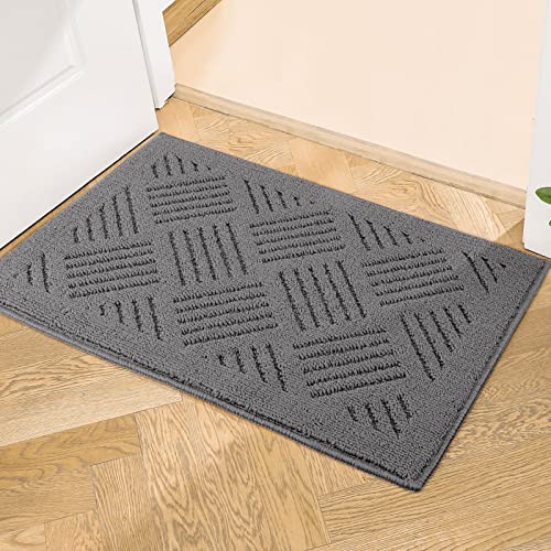 comfoyar Dirt Trapper Door Mats Indoor, Non Slip Machine Washable Entrance Rug, Super Absorbent Low Profile Floor mat for Dog Muddy Paws, Front D