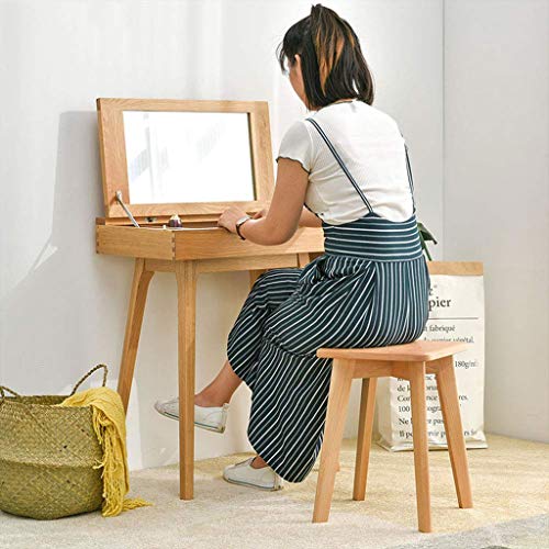 LUKEO Wooden Bench-Table Set With And Cushioned Stool, Dressing Table Set WithDrawers, Removable Organizer For Bedroom