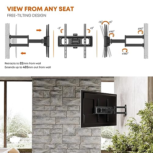 PUTORSEN TV Wall Bracket Mount Swivel and Tilt for Most 32-55 Inch LED, LCD, OLED and Plasma Flat Screen TVs up to VESA 400x400mm and 35 kg, Full