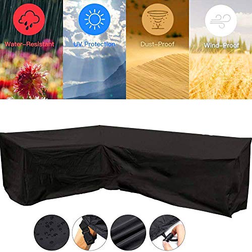 Garden V Shape Furniture Covers Patio Waterproof Sofa Cover Large Outdoor Sofa Furniture Couch Cover Dustproof with Storage Bag 215 * 215 * 82 Bl
