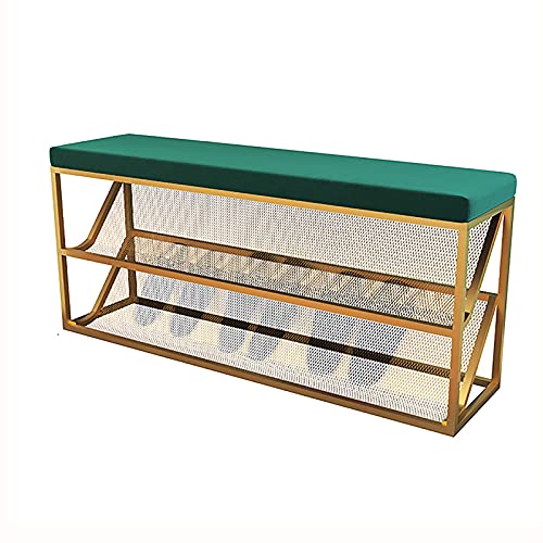 shoe storage bench ottoman Storage Benches Entry Shoe Bench With Comfy Cushion,③-Tier Metal Mesh Shoe Rack Bench Shoe Organizer,Modern Hallway Sh