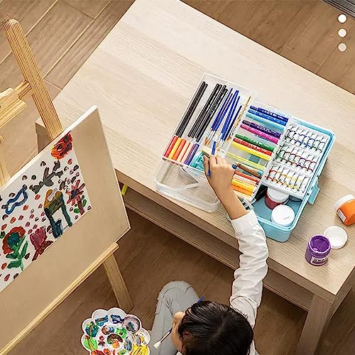 YAYODS 2 PCS 3 Layer Multipurpose Storage Box, Medicine First Aid Storage Box Home, Art & Crafts Case, Sewing Box with Handle for Craft, Cosmetic