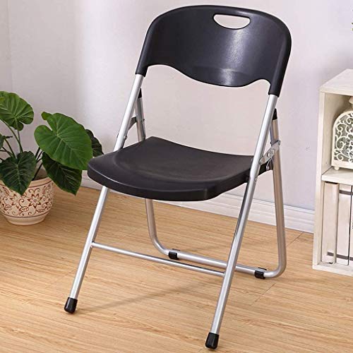 EYHLKM Black Folding Chair, Home Simple Backrest Study Room, Display Chair, Metal Chair Legs
