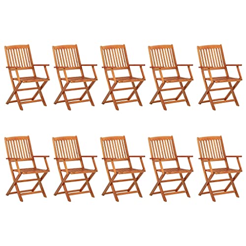 vidaXL Solid Acacia Wood Garden Dining Set 11 Piece Outdoor Terrace Backyard Patio Furniture Dining Dinner Table and Chair Seating Seat