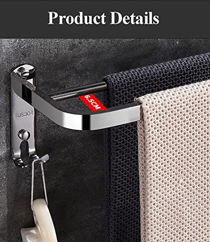 Kuivoo Towel Rail Bar,304 Stainless Steel Double Towel Holder,38cm/15Inches Wall Mounted Polished Bath Towel Rack for Kitchen and Bathroom, Silve