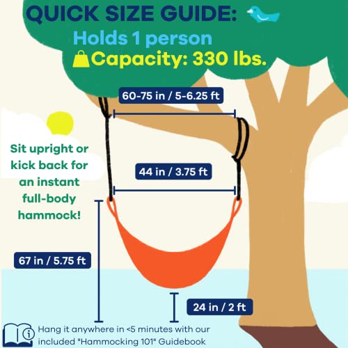 Handwoven Hanging Chair by Yellow Leaf Hammocks - Fits 1 Person, 330lb Max - Kick Back for Full-Body Recline - Weathersafe, Ultra Soft, Hang Anyw