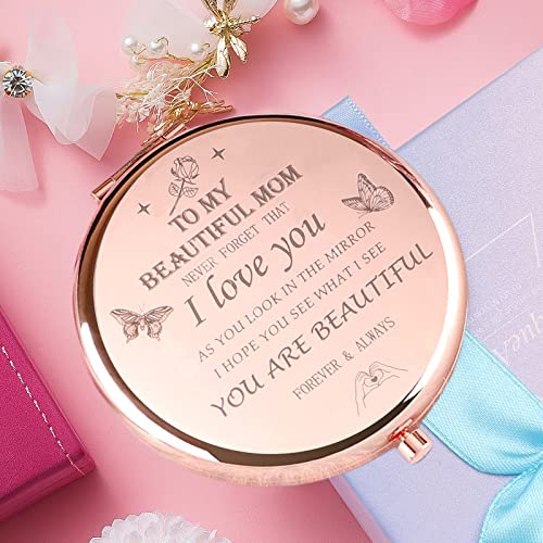 HYOUCHANG Daughter's Gift to Mother, Son Mother's Gift, Mother's Interesting Birthday Gift, Mother's Day, Compact Makeup Mirror(Rose Gold)