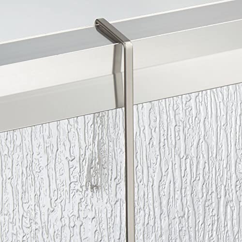 mDesign Wide Over Shower Door Bathroom Tub & Shower Caddy, Hanging Storage Organiser Center - Built-in Hooks, Baskets on 2 Levels for Bathroom Sh