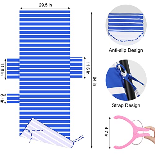 Newthinking Sun Lounger Towels, Beach Sunbed Towels with Pockets, Pool Chair Towel for Loungers, Summer Beach Travel, 30 inch x 84 inch (Blue)