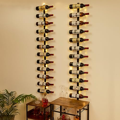 Sonyabecca LED Wall Mounted Wine Racks: Detachable12 Bottle Wine Holder - DIY 1/2/3/4 Wine Shelf for Kitchen Bedroom Wine Cellar Bars