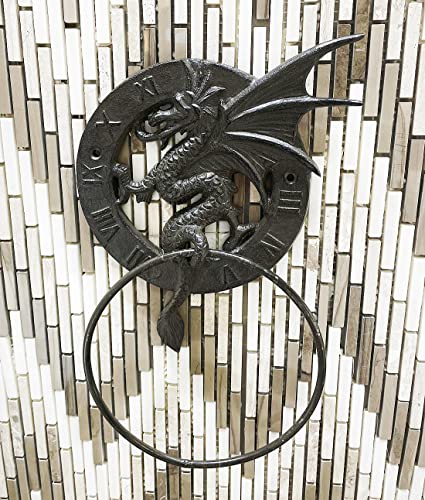Konjouror Cast Iron Antique Dragon Towel Ring, Wall Mounted Medieval/Gothic Accessories for Bathroom