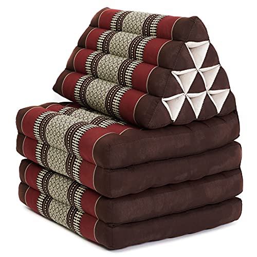 Leewadee 3-Fold Mat with Triangle Cushion – Comfortable TV Pillow, Foldable Mattress with Cushion Made of Eco-Friendly Kapok, 170 x 53 cm, black