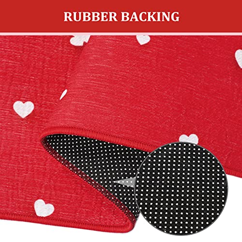 LuxFocus Doormat with Heart Patterns Non Slip Floor Mat Welcome Doormat for Indoor and Outdoor Valentines Day Decoration Mashine Washable Mats Ru