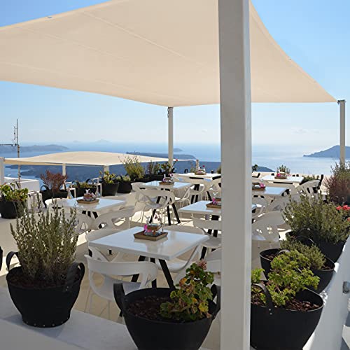 Relaxdays Rectangular Sun Shade Sail 5 x 7 m Waterproof UV Resistant with Tension Ropes Patio Balcony Beige