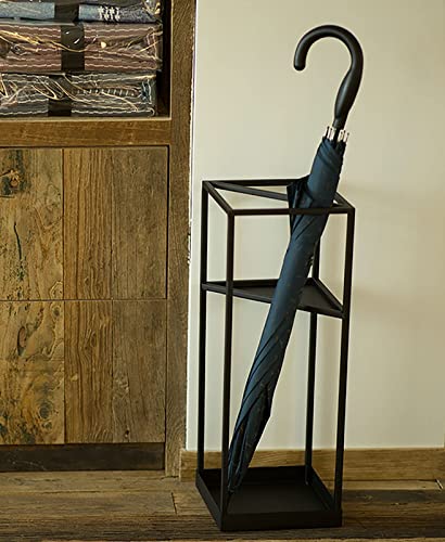 NMDCDH Umbrella Stand Modern Black Long Short Umbrella Holder, Creative Geometric Canes Golf Clubs Stand with Drip Tray, for Home Hotel Hallway E