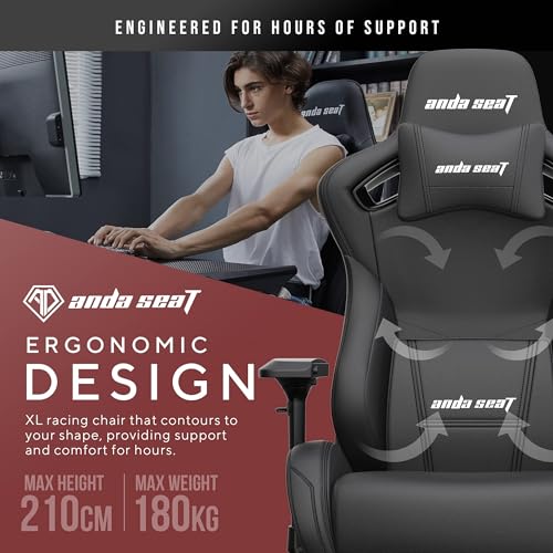 Anda Seat Kaiser 2 Series Pro Gaming Chair Black with Gaming Mouse Pad – Premium Ergonomic Office Desk Chair Leather with Neck and Lumbar Support