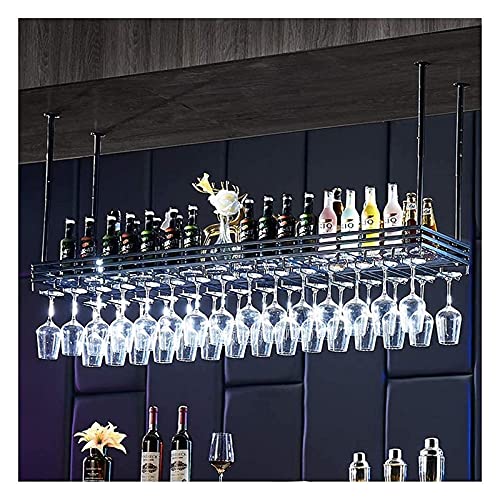 SUCHETA Hanging Wine Rack with Glass Holder and Shelf, Goblet Wine Glass Rack, Upside Down Home Decoration Hanging European Creative bar Shelf, W