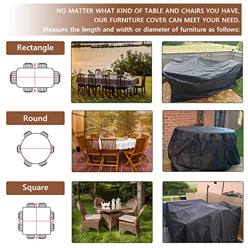 MOKANI Garden Furniture Covers Waterproof, 242x162x100cm Outdoor Furniture Covers, Upgraded Oxford 420D Garden Table and Chairs Covers, Rectangul