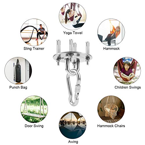 Heavy Duty Swing Hangers 500KG Capacity Stainless Steel Hammock Hook,Ceiling Hook,Suspension Hooks with Screws for Hanging Chair Yoga Swing Sets