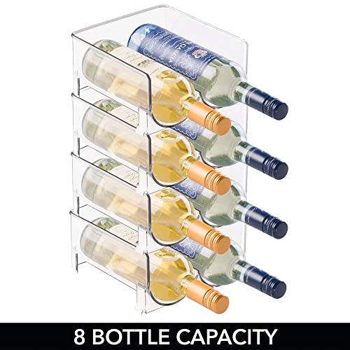 mDesign Ultra Modern Wine Rack - Crystal Clear Bottle Rack - Horizontal Wine Holder Extends Wine and Cork Life - 4 Stackable Wine Racks - 2 Bottl