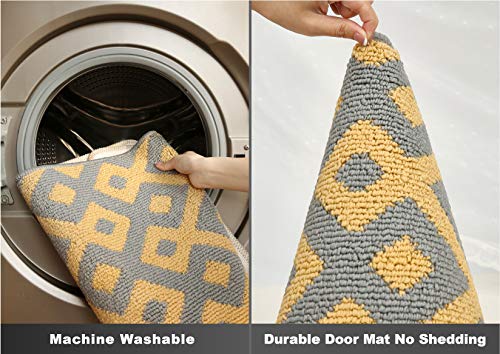 Feishibang Indoor Doormat Rubber Backing Non-slip Door Mat Absorbent Resist Dirt Entrance Front Door Area Rug Machine Washable Low-Profile Modern