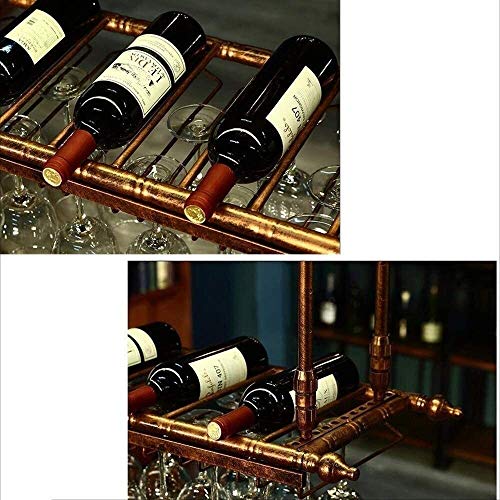 SUCHETA Hanging Wine Rack with Glass Holder and Shelf, Wine Lovers Bar Furniture& Wine Rack Wine Rack Ceiling Wine Racks/Hanging Wine Glass Holde