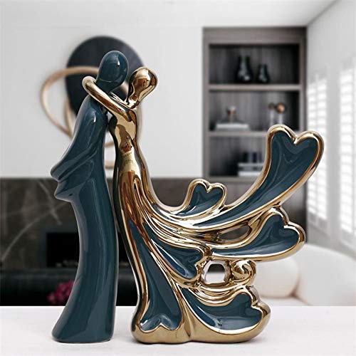 n/a Nordic Ceramic Couple Sculpture Love Kiss Couple Statue Home Decoration Bedroom Wine Cabinet High-end Wedding Gifts
