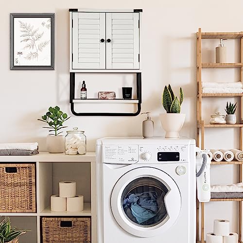 HOKYHOKY Bathroom Medicine Wall Cabinet, 22.6” x 15.5” x 7.17” Small Bathroom Hanging Storage Cabinets with Louver Doors, Medicine Cabinet Organi