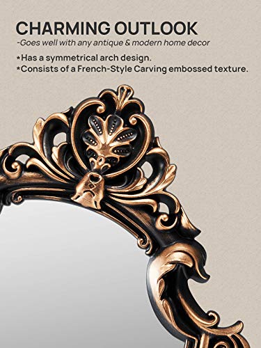 OMIRO Decorative Wall Mirror of Bronze Shield Shape, 41cm L x 28cm W