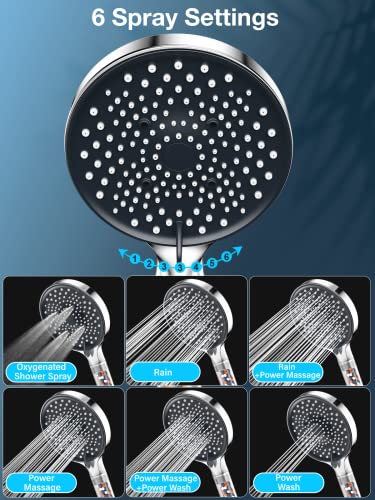 Filter Shower Head and Hose with 1.6M Hose - YEAUPE PRO Power Shower Hose and Head Filter Shower Head Low Pressure Water Softener Shower Head Lar