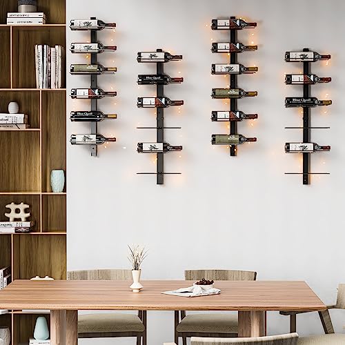 Sonyabecca LED Wall Mounted Wine Racks: Detachable12 Bottle Wine Holder - DIY 1/2/3/4 Wine Shelf for Kitchen Bedroom Wine Cellar Bars