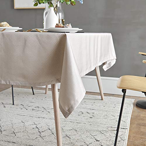 HSYLYM Waterproof Table Cloth Rectangular Polyester Washable,Plain Table Cover Suitable for Indoor and Outdoor Use,Ecru,135x240cm(53x94in)