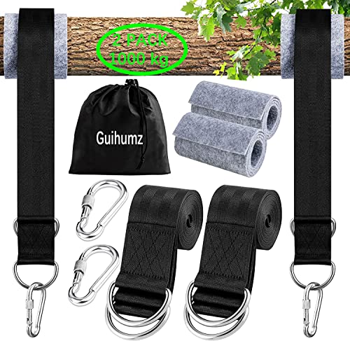 Guihumz Swing attachment, hammock hanging chair attachment set made of tear-resistant polyester with 2 tree protection pads and 2 premium carabin